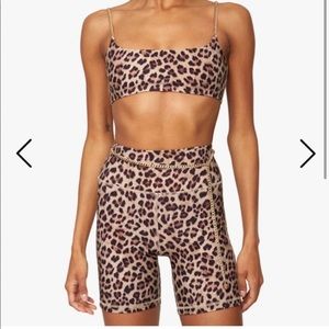 WeWoreWhat Leopard Gold Chain biker Shorts and bra set